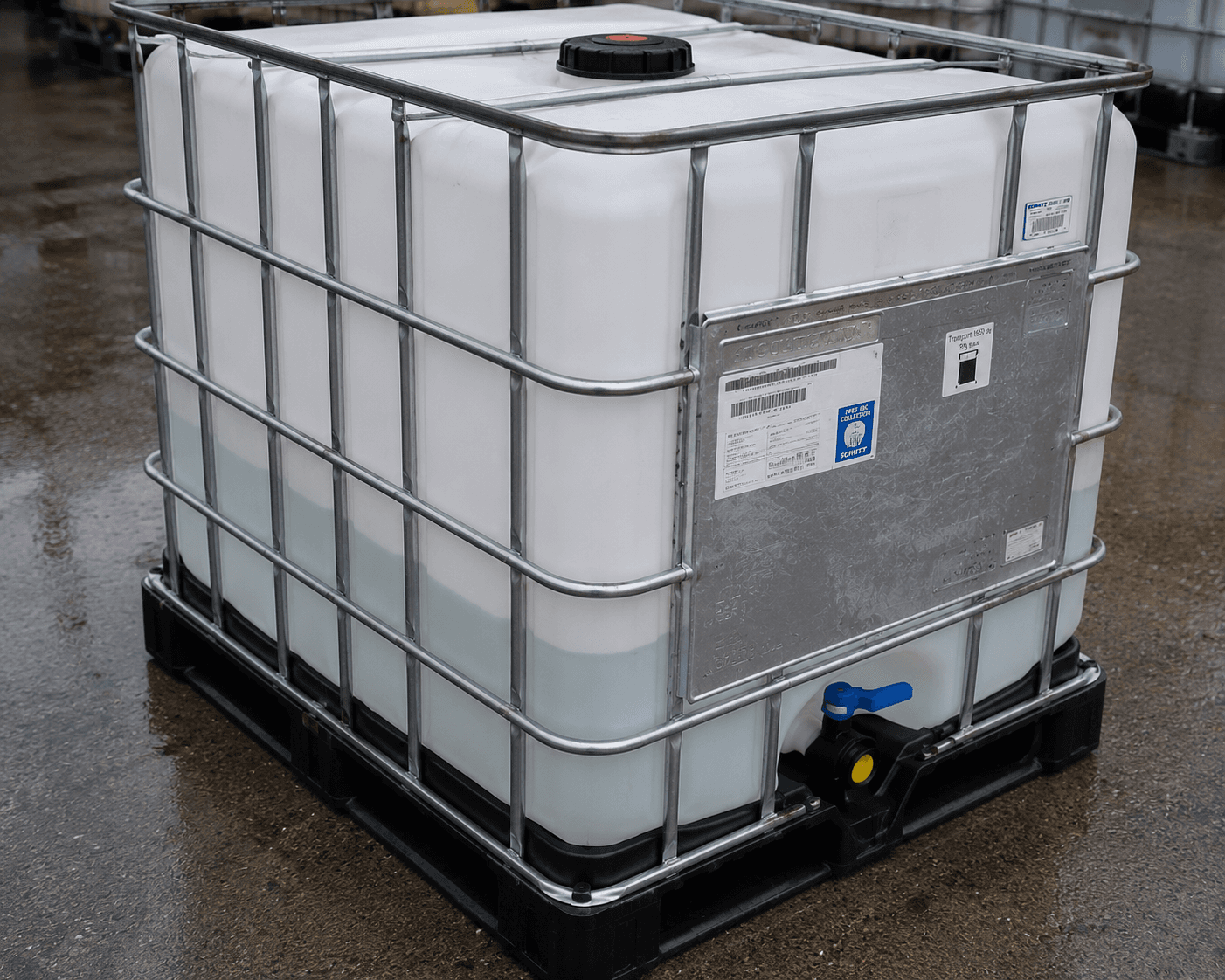 Professionally reconditioned IBC tote with new HDPE bottle